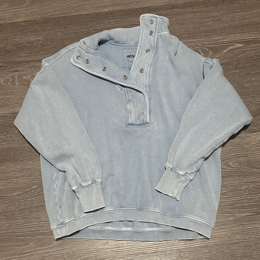 Aerie Light Blue Snap Up Sweater